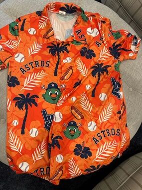 Source Unknown Orange Houston Astros Tropical Button-Up Shirt